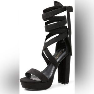 2 pair set Black and Nude Platform Heels